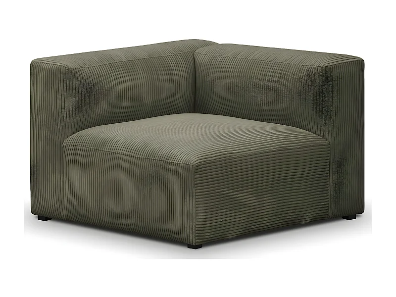 Chauffeuse d'angle à gauche modulable en velours côtelé vert kaki - Modulo