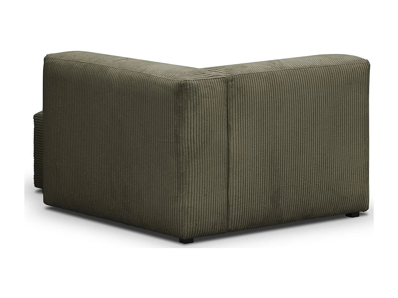 Méridienne d'angle à droite modulable en velours côtelé vert kaki - Modulo