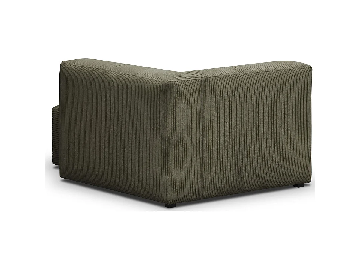 Méridienne d'angle à droite modulable en velours côtelé vert kaki - Modulo