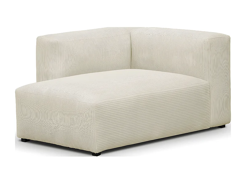 Méridienne d'angle à gauche modulable en velours côtelé beige - Modulo