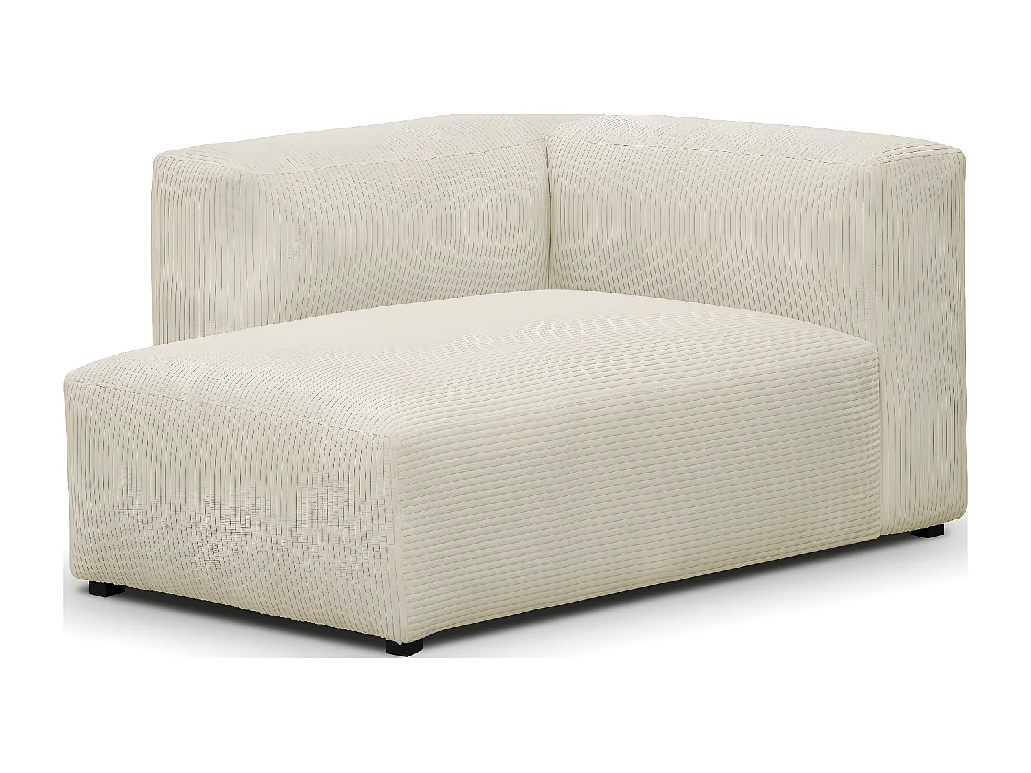 Méridienne d'angle à gauche modulable en velours côtelé beige - Modulo