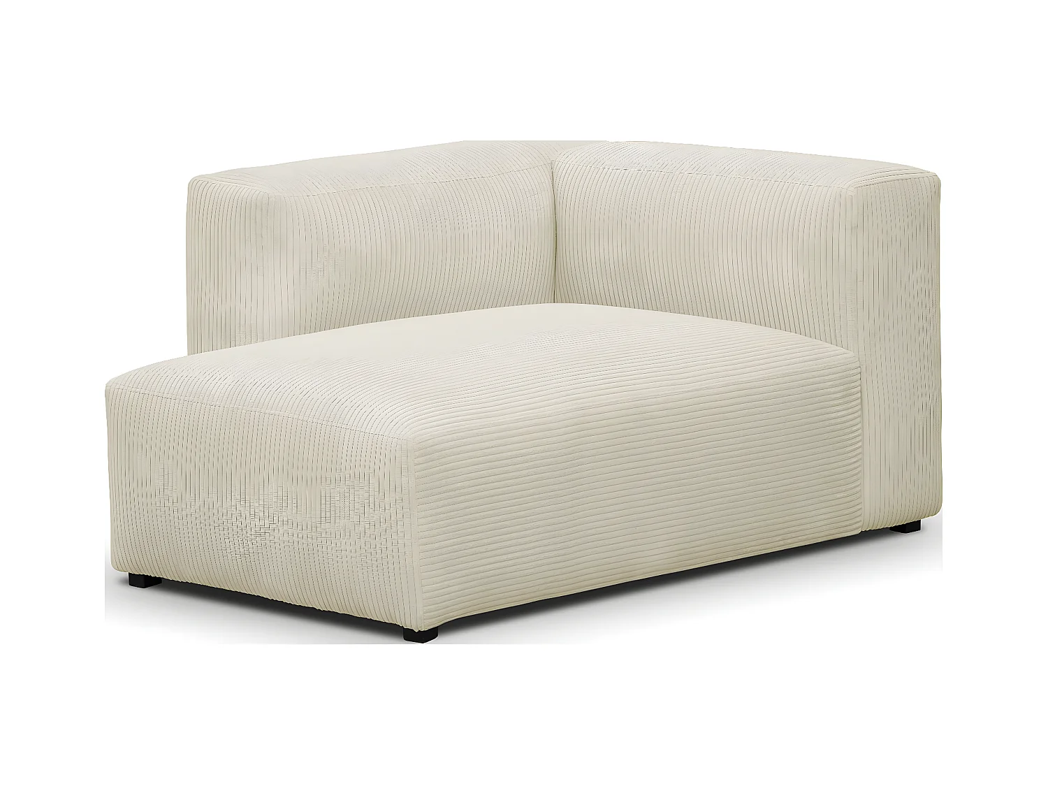 Méridienne d'angle à gauche modulable en velours côtelé beige - Modulo