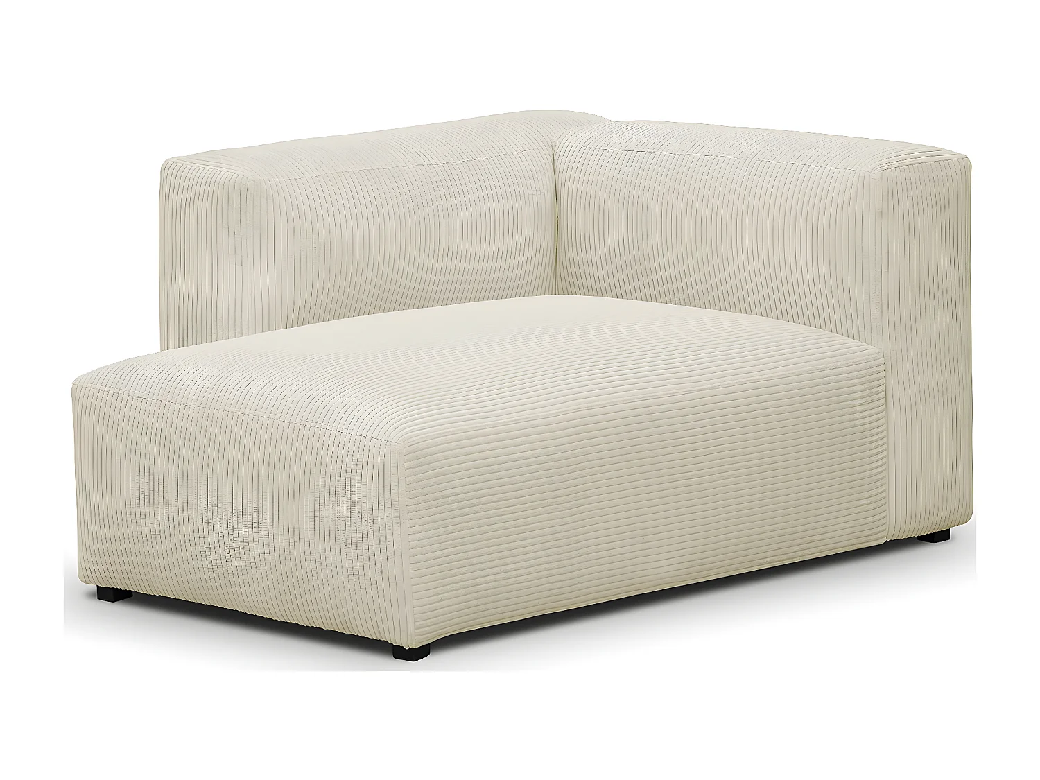 Méridienne d'angle à gauche modulable en velours côtelé beige - Modulo