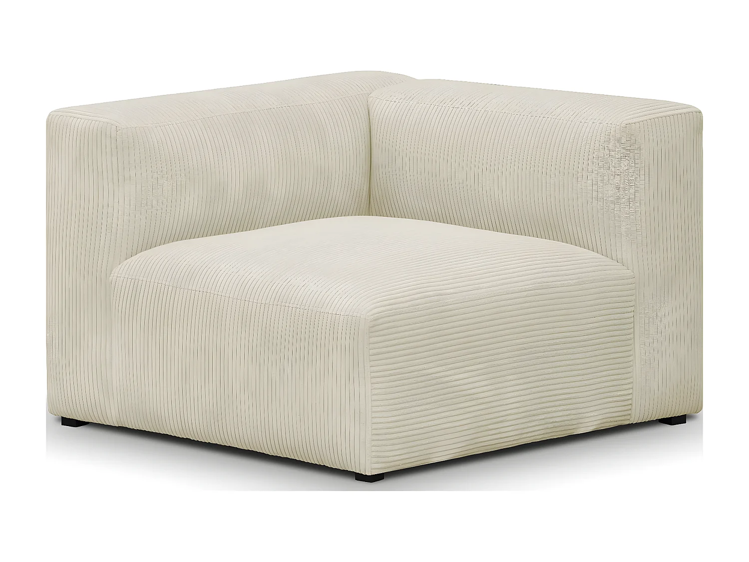 Chauffeuse d'angle à gauche modulable en velours côtelé beige - Modulo