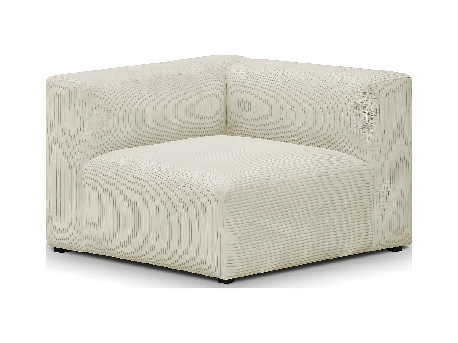 Chauffeuse d'angle à gauche modulable en velours côtelé beige - Modulo