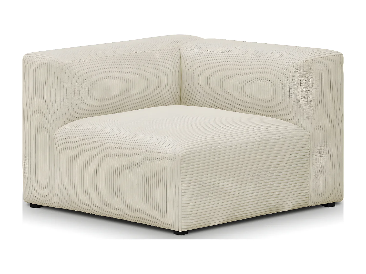 Chauffeuse d'angle à gauche modulable en velours côtelé beige - Modulo