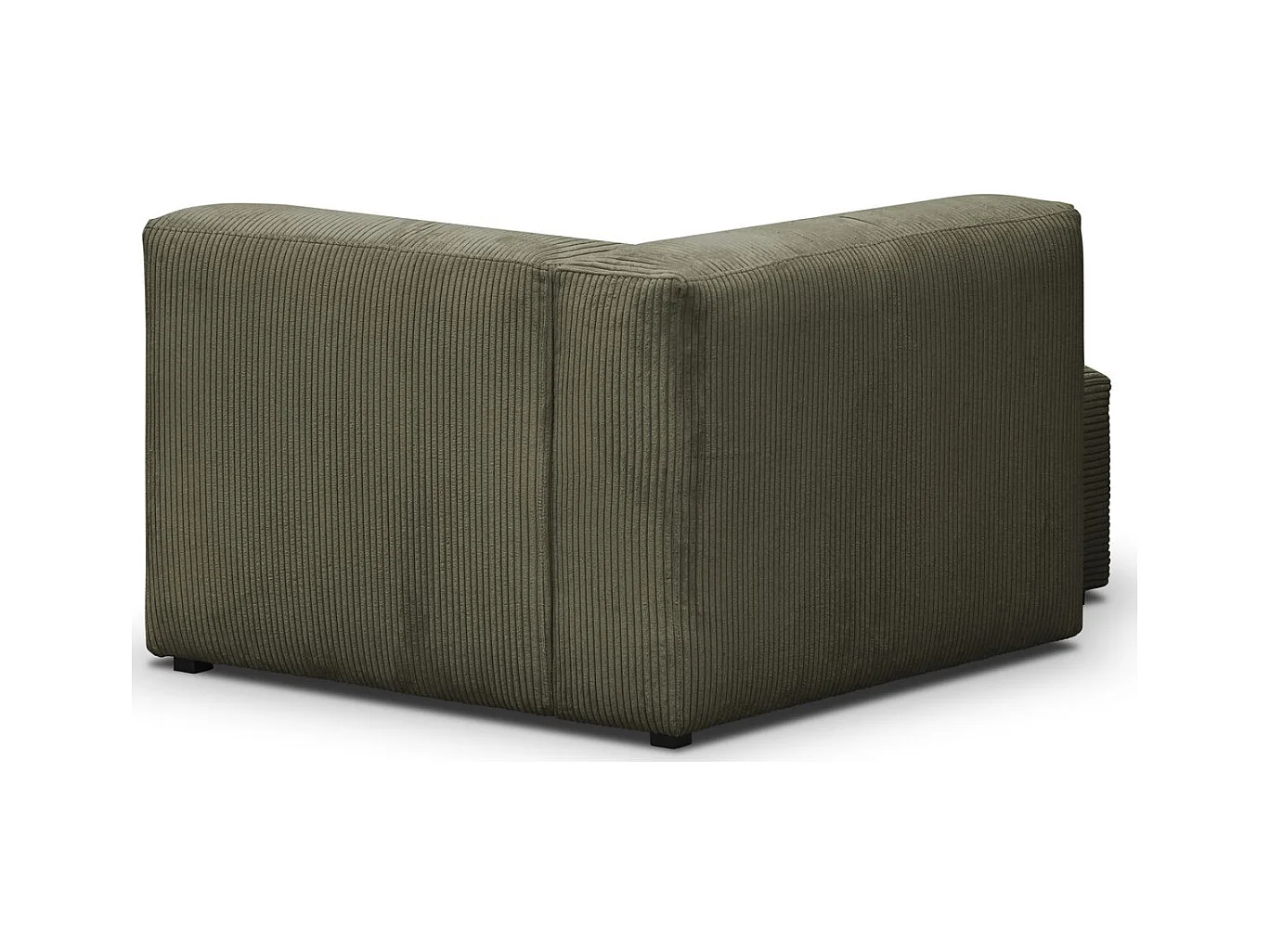 Méridienne d'angle à gauche modulable en velours côtelé vert kaki - Modulo