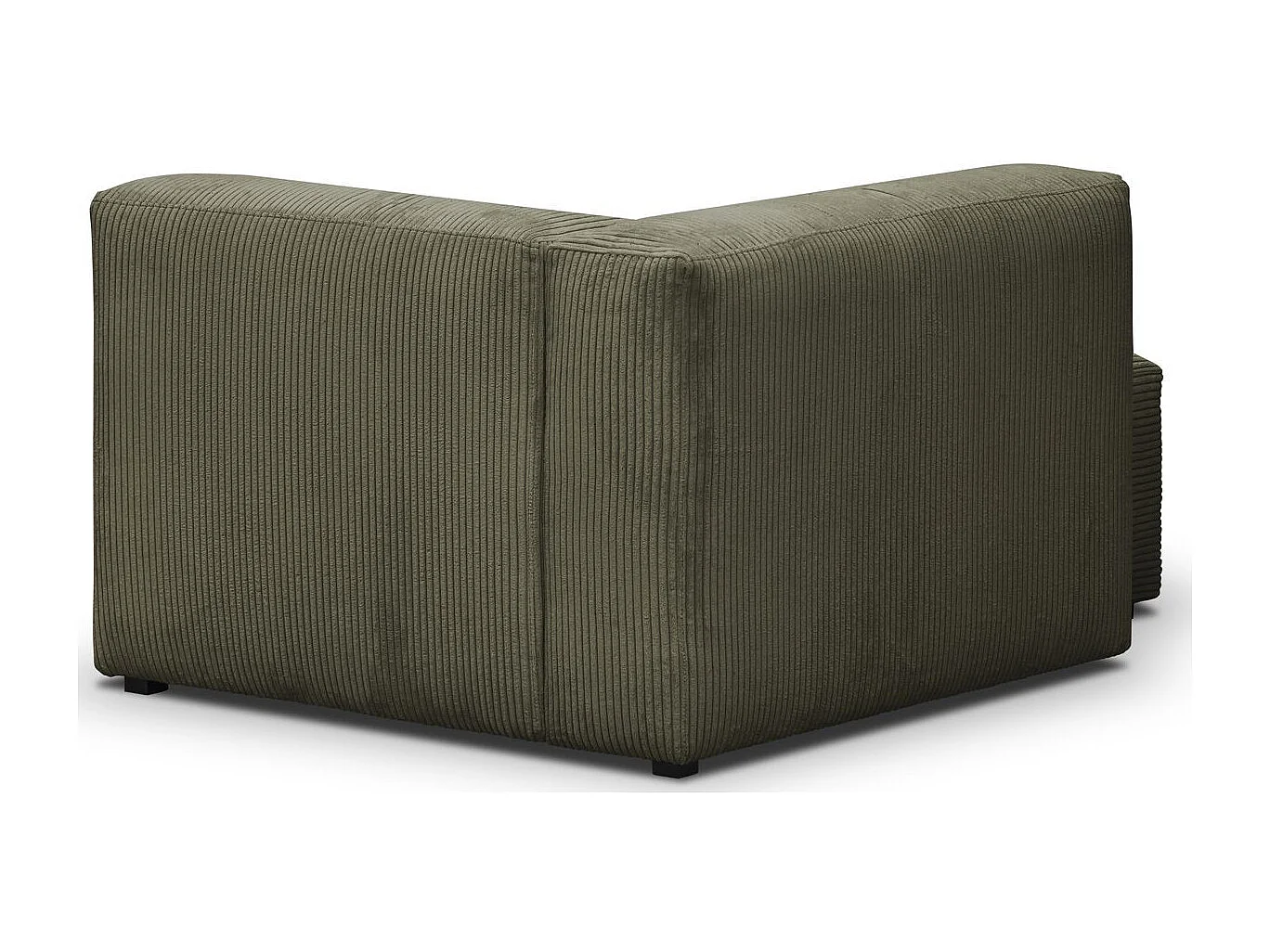 Méridienne d'angle à gauche modulable en velours côtelé vert kaki - Modulo