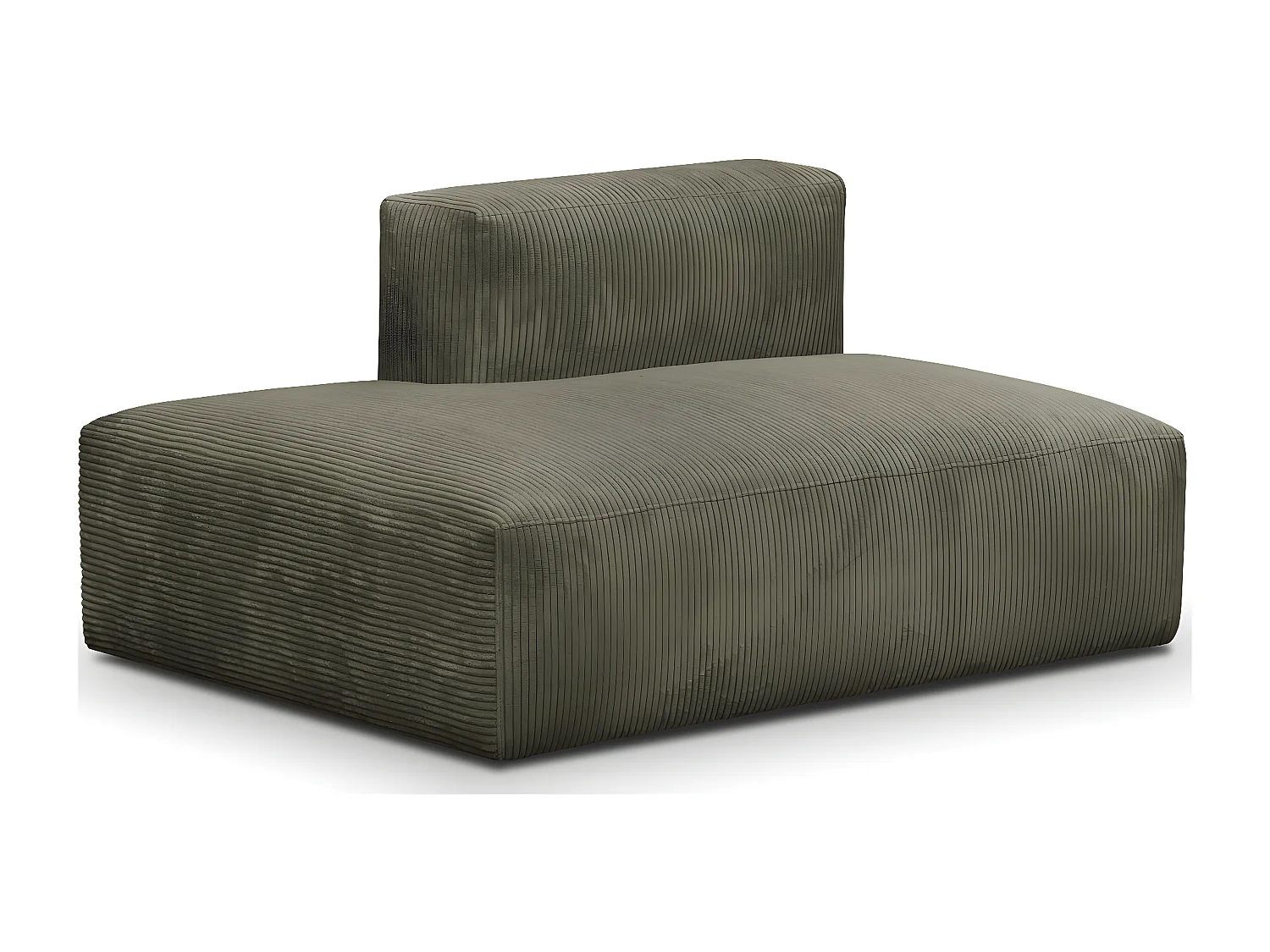 Module d'angle ouvert à gauche 2 places en velours côtelé vert kaki - Modulo