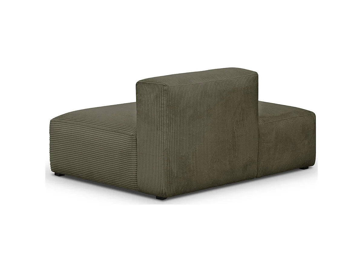 Module d'angle ouvert à gauche 2 places en velours côtelé vert kaki - Modulo