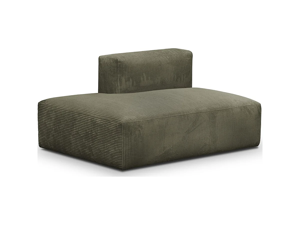 Module d'angle ouvert à gauche 2 places en velours côtelé vert kaki - Modulo