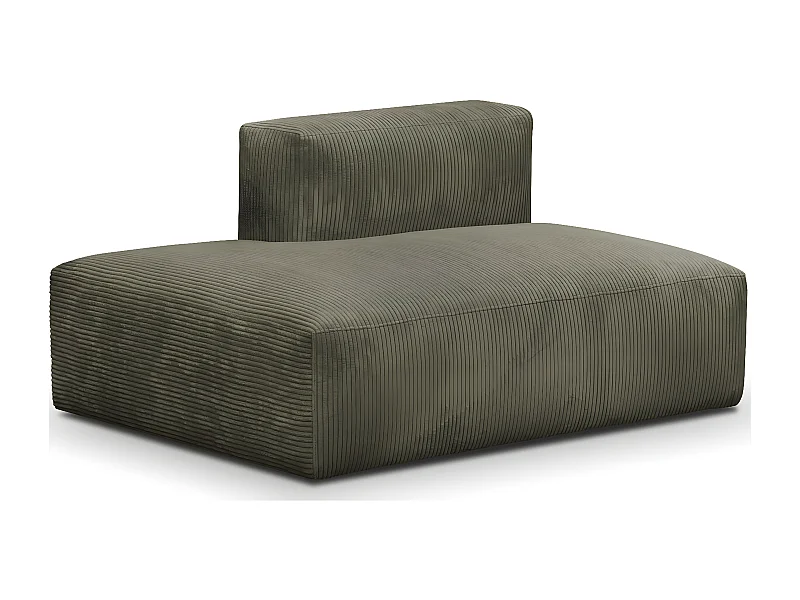 Module d'angle ouvert à gauche 2 places en velours côtelé vert kaki - Modulo