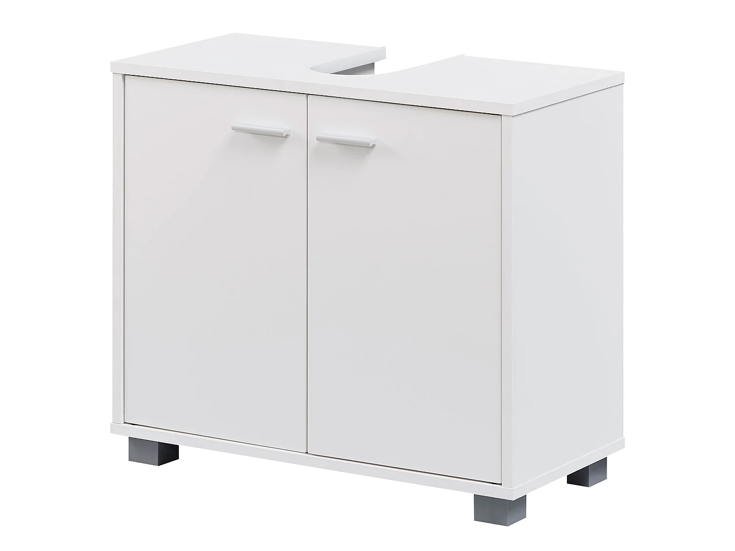 Mobile Base Lavabo 60 x 55 x 30 cm Legno Bianco con 2 Ante da Bagno