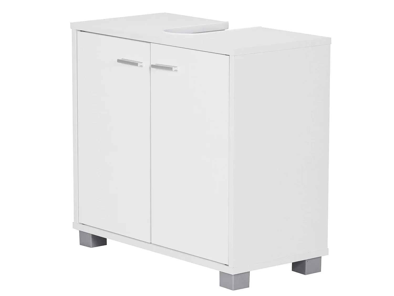 Mobile Base Lavabo 60 x 55 x 30 cm Legno Bianco con 2 Ante da Bagno