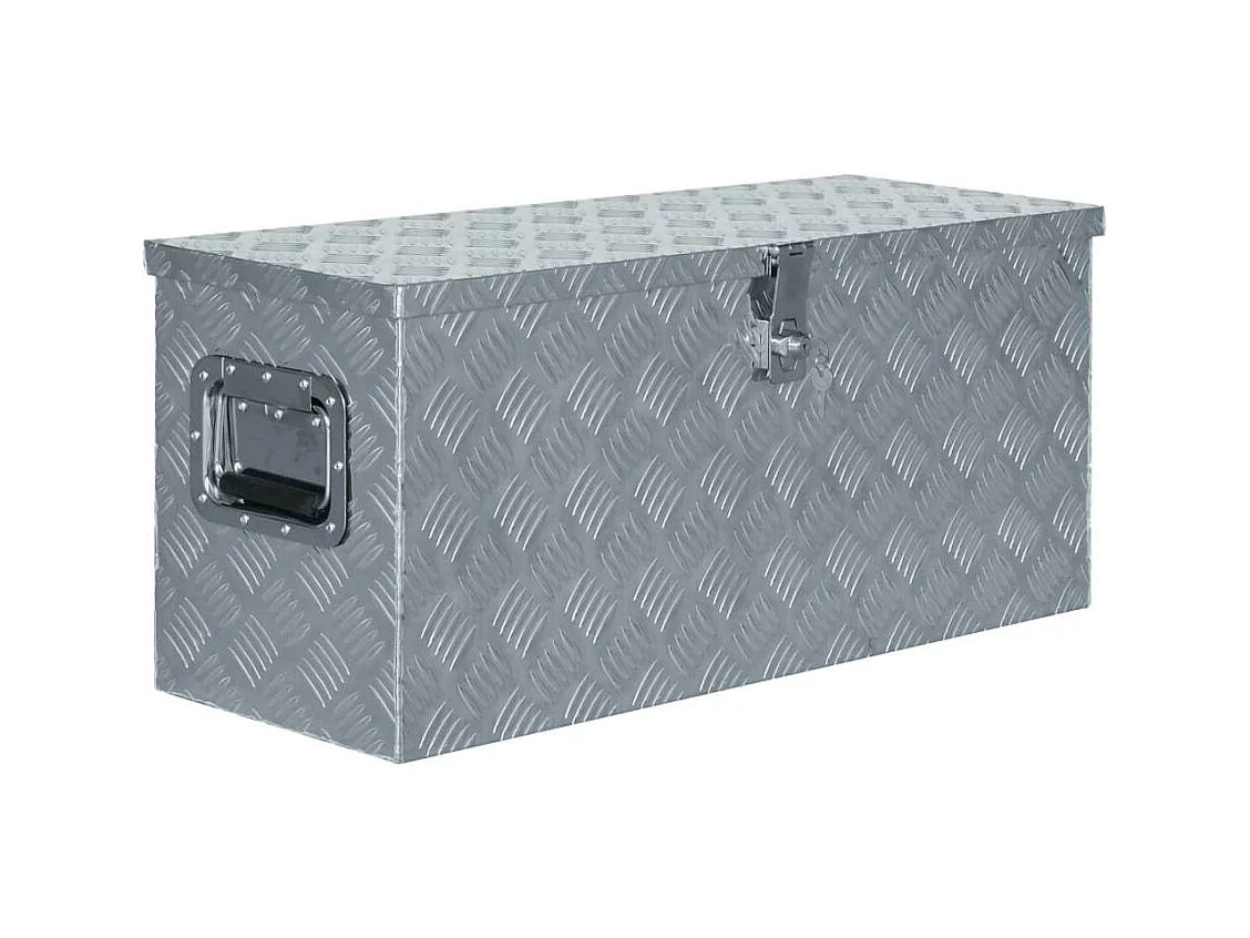 Caixa de alumínio prateada para armazenamento de ferramentas caixa de ferramentas 80 x 30 x 35 cm prata 02_0003208