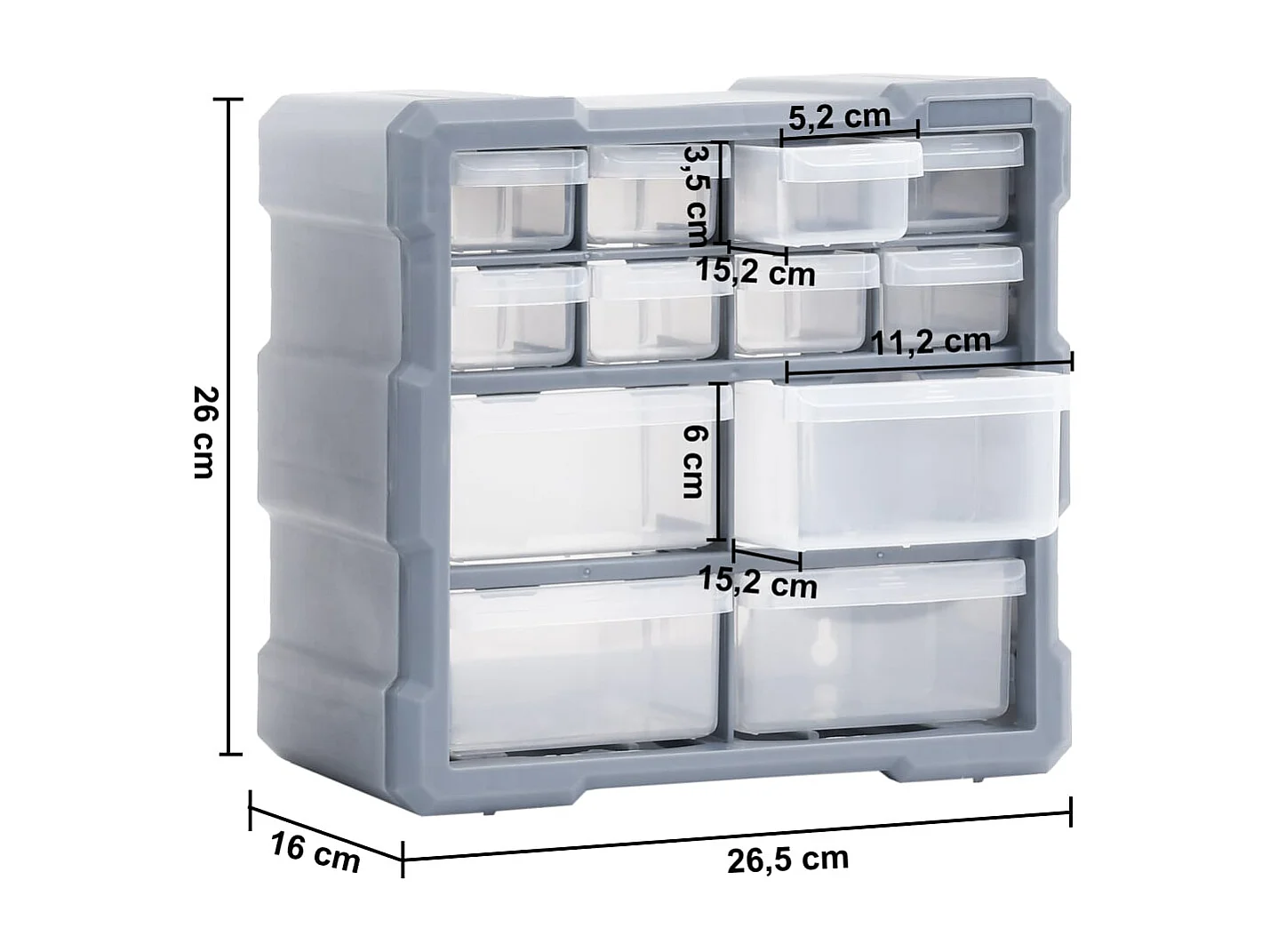 Organisateurs multi-tiroirs avec 12 26.5 x 16 x 26 cm 02_0003266