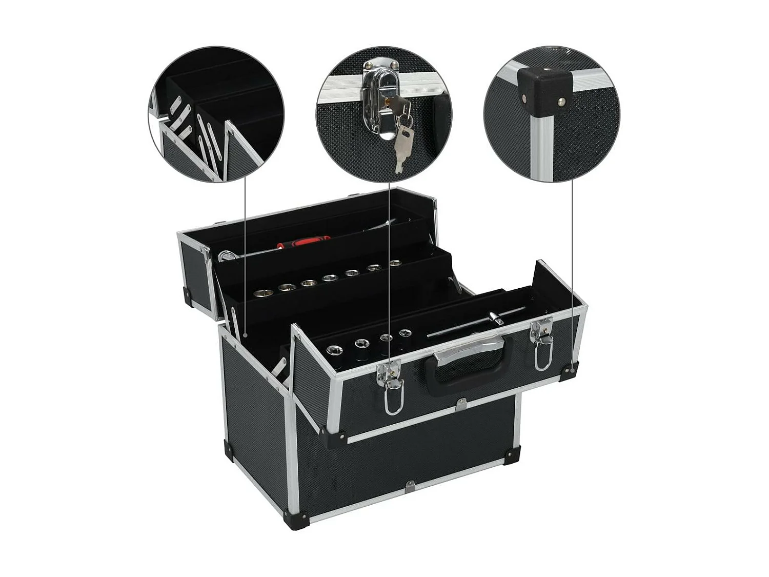 Cassetta degli attrezzi valigia degli attrezzi valigetta degli attrezzi carrello degli attrezzi cassetta degli attrezzi portadocumenti 38 cm nero 02_0003216