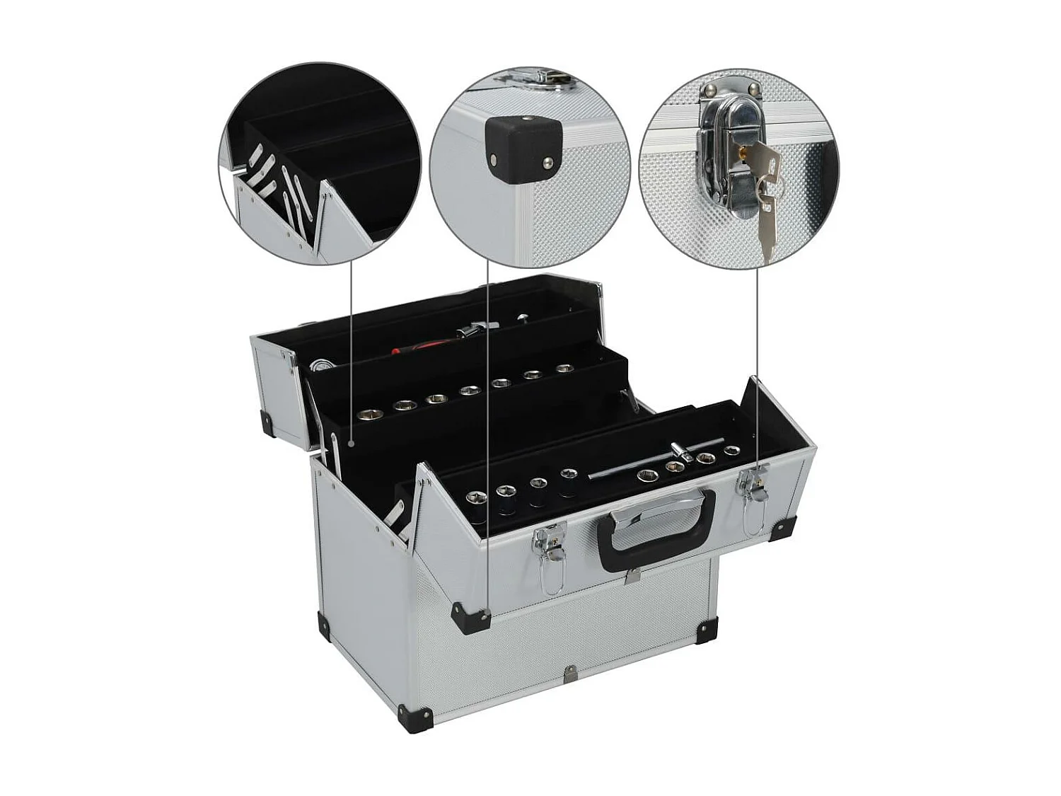 Boîte à outils valise argenté 38 x 22.5 x 34 cm 02_0003215