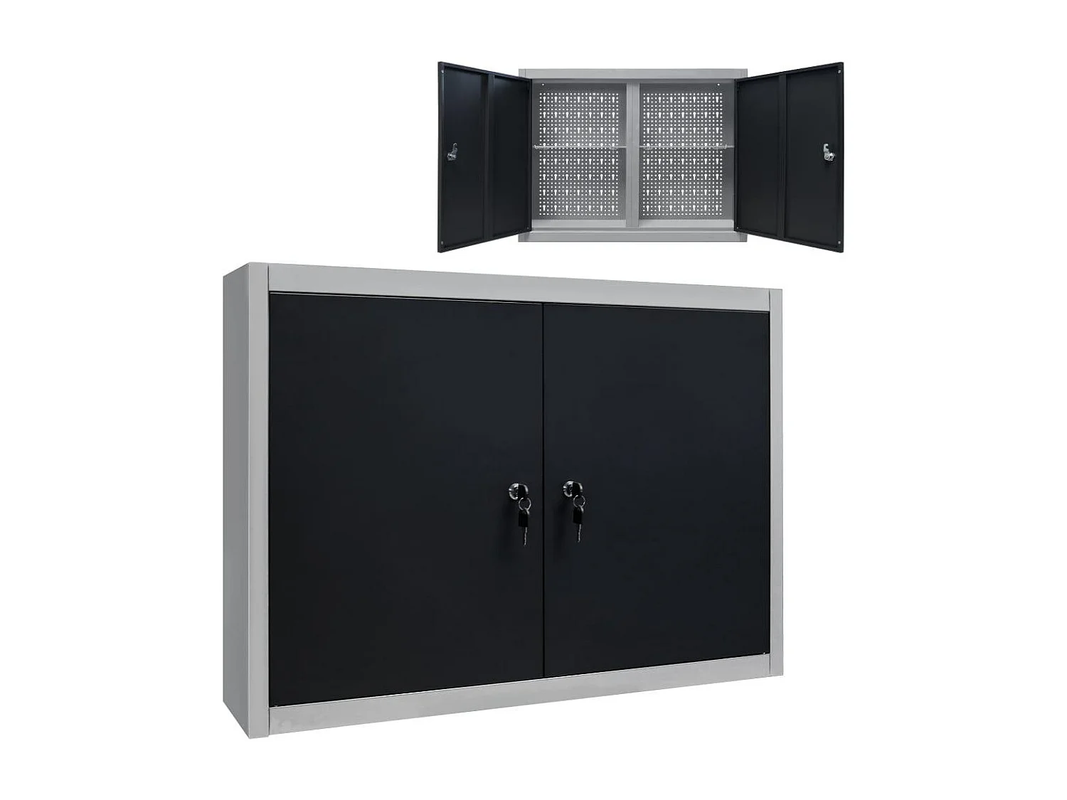 Armoire à outils murale métal grise 80 x 19 x 60 cm 02_0003808