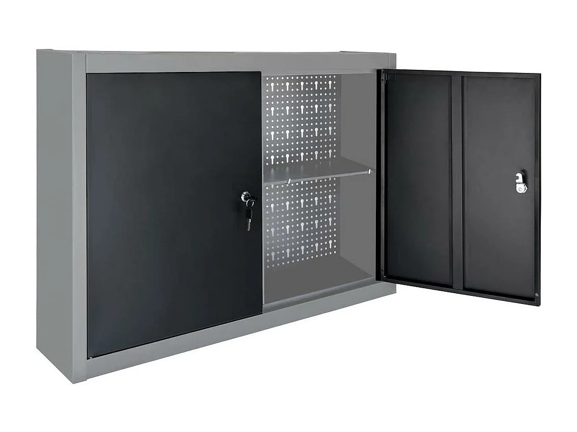 Armoire à outils murale métal grise 80 x 19 x 60 cm 02_0003808