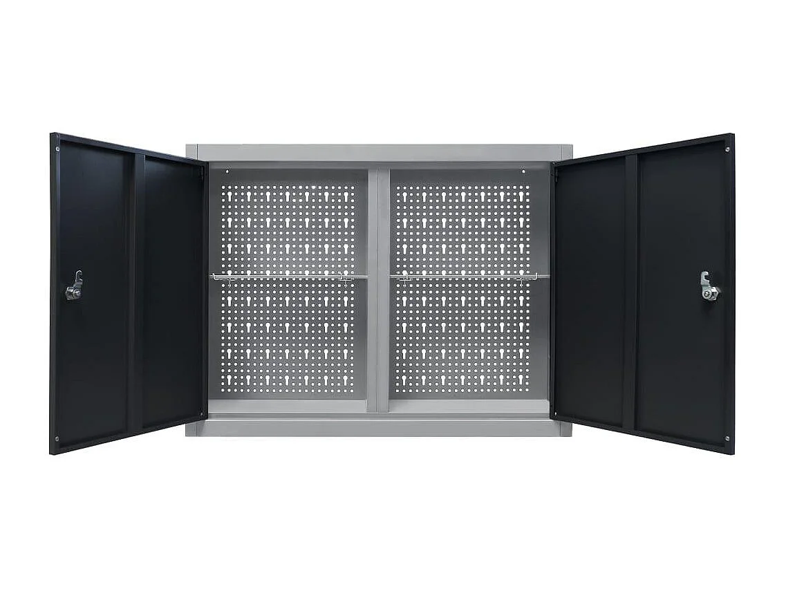 Armoire à outils murale métal grise 80 x 19 x 60 cm 02_0003808