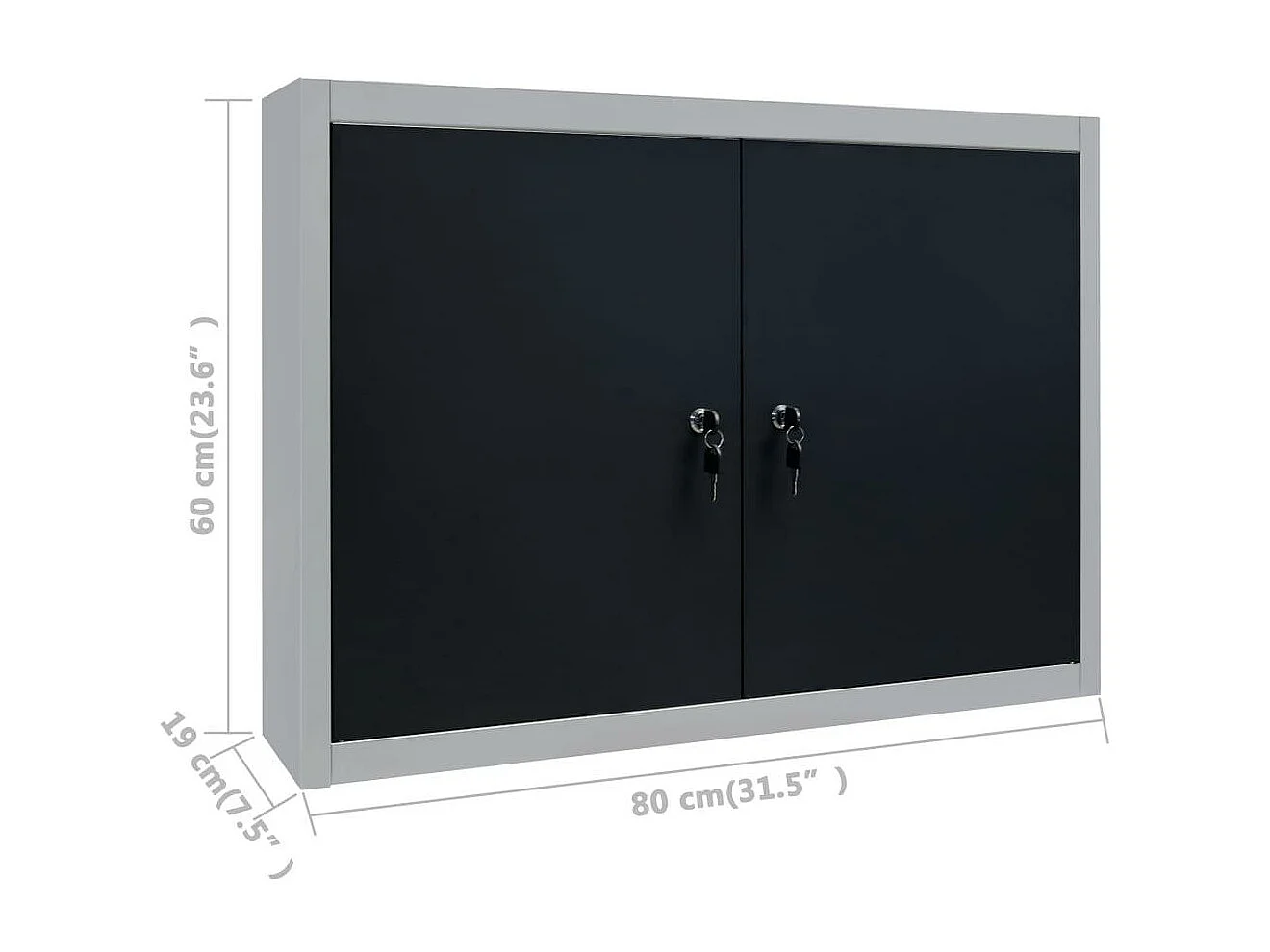 Armoire à outils murale métal grise 80 x 19 x 60 cm 02_0003808