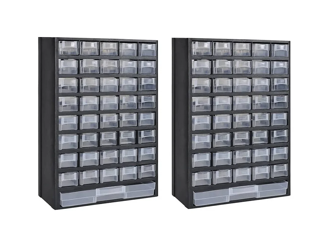 Set di 2 cassette porta attrezzi 41 cassetti in plastica ripiano per armadio 02_0003818