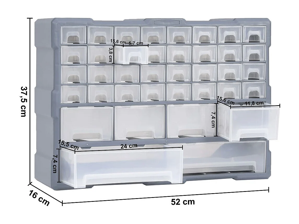 Organisateur multi-tiroirs avec 40 52 x 16 x 37.5 cm 02_0003258