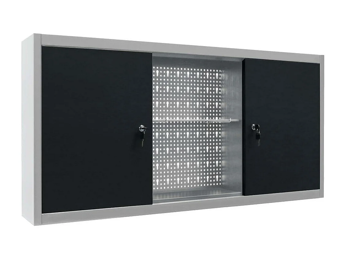 Armoire à outils murale métal grise 120 x 19 x 60 cm 02_0003809