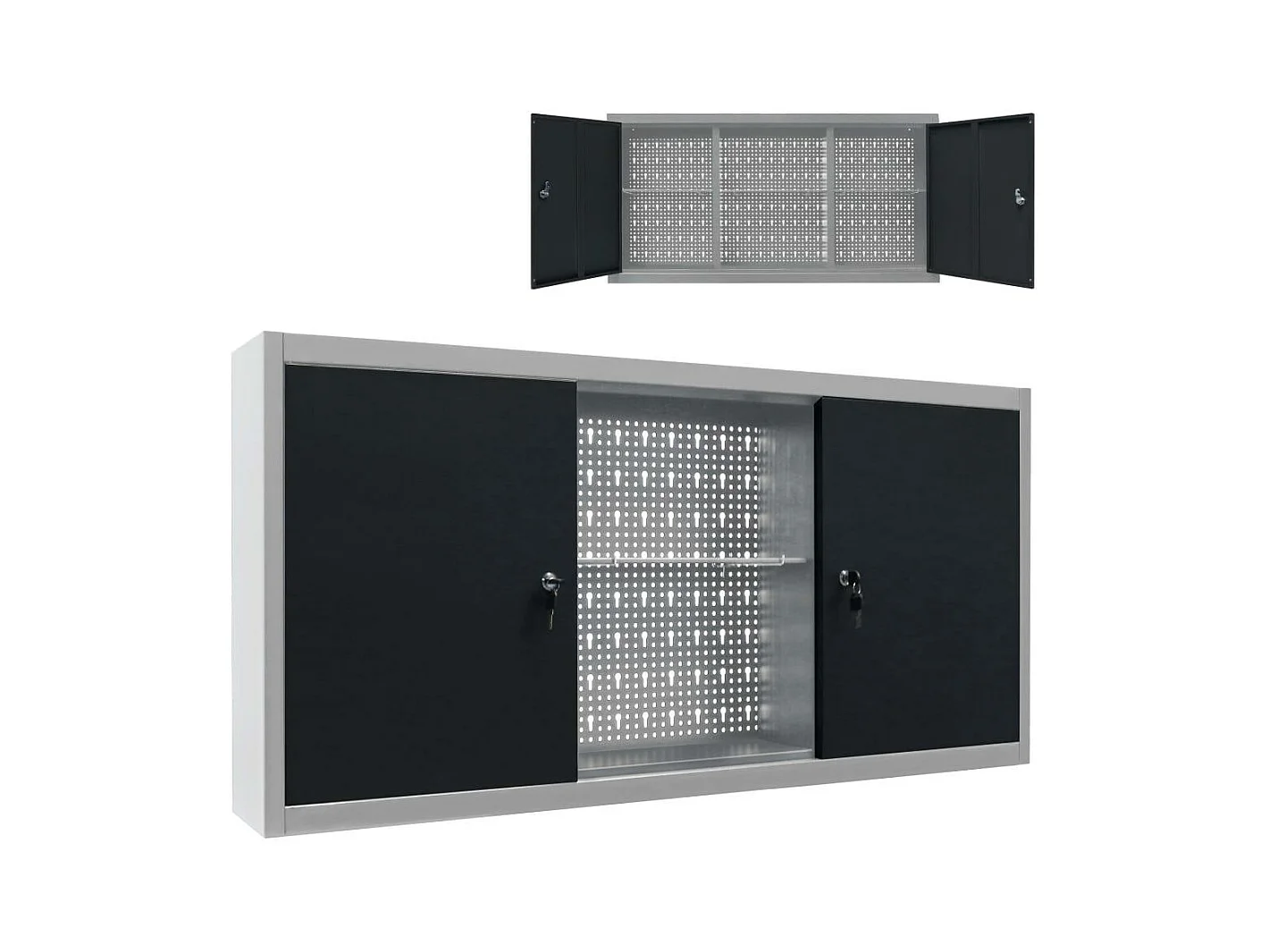 Armoire à outils murale métal grise 120 x 19 x 60 cm 02_0003809