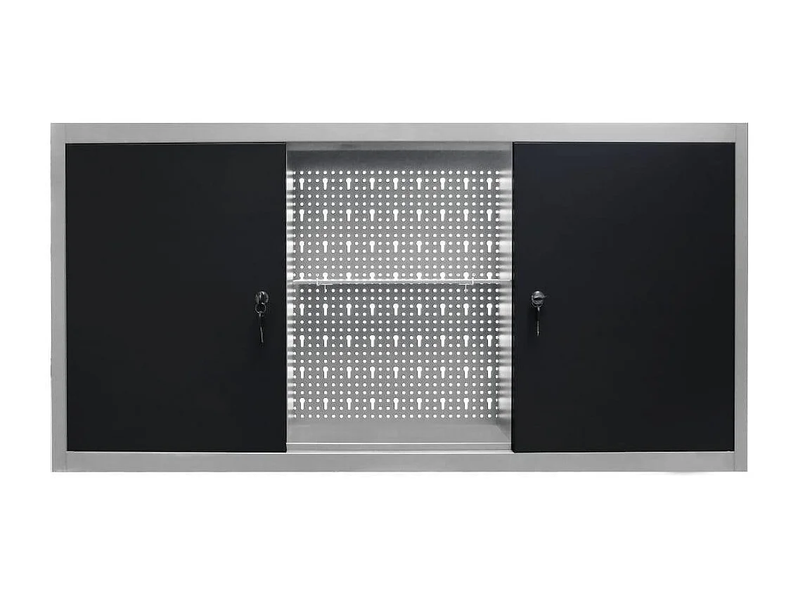 Armoire à outils murale métal grise 120 x 19 x 60 cm 02_0003809