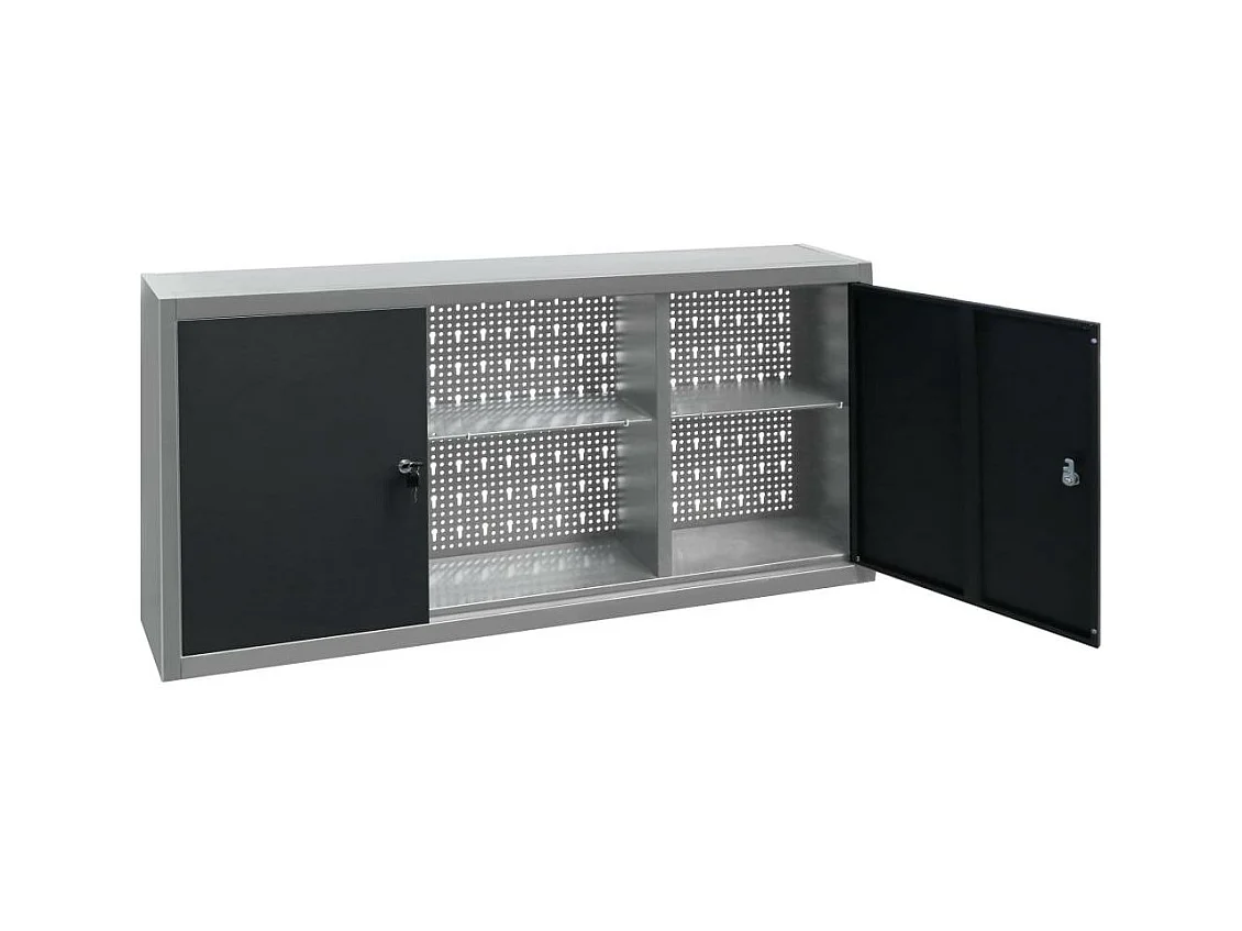 Armoire à outils murale métal grise 120 x 19 x 60 cm 02_0003809