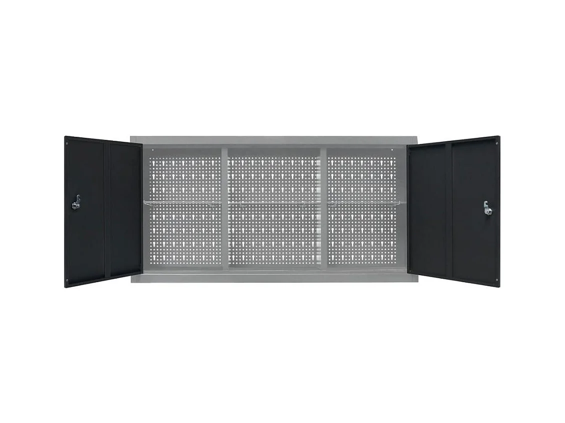 Armoire à outils murale métal grise 120 x 19 x 60 cm 02_0003809