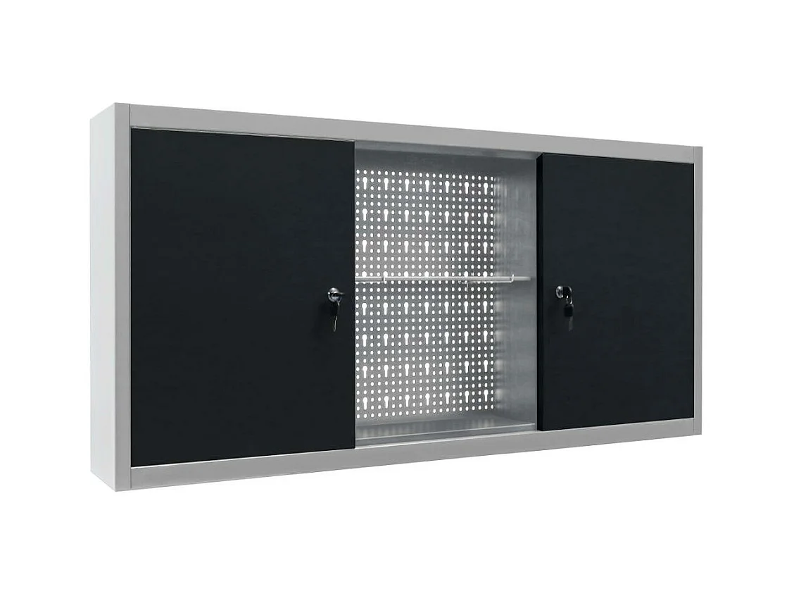 Armoire à outils murale métal grise 120 x 19 x 60 cm 02_0003809
