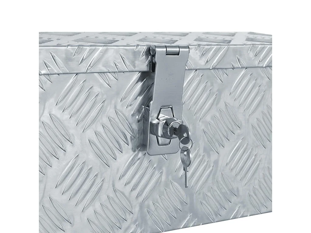 Caja de herramientas de taller con carro de herramientas de aluminio plateado 02_0003198