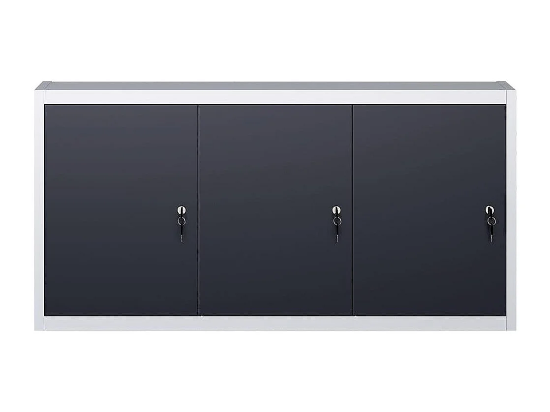 Armadietto per attrezzi da parete, organizer per attrezzi, per officina, stile industriale, 120 cm, metallo grigio e nero 02_0003806