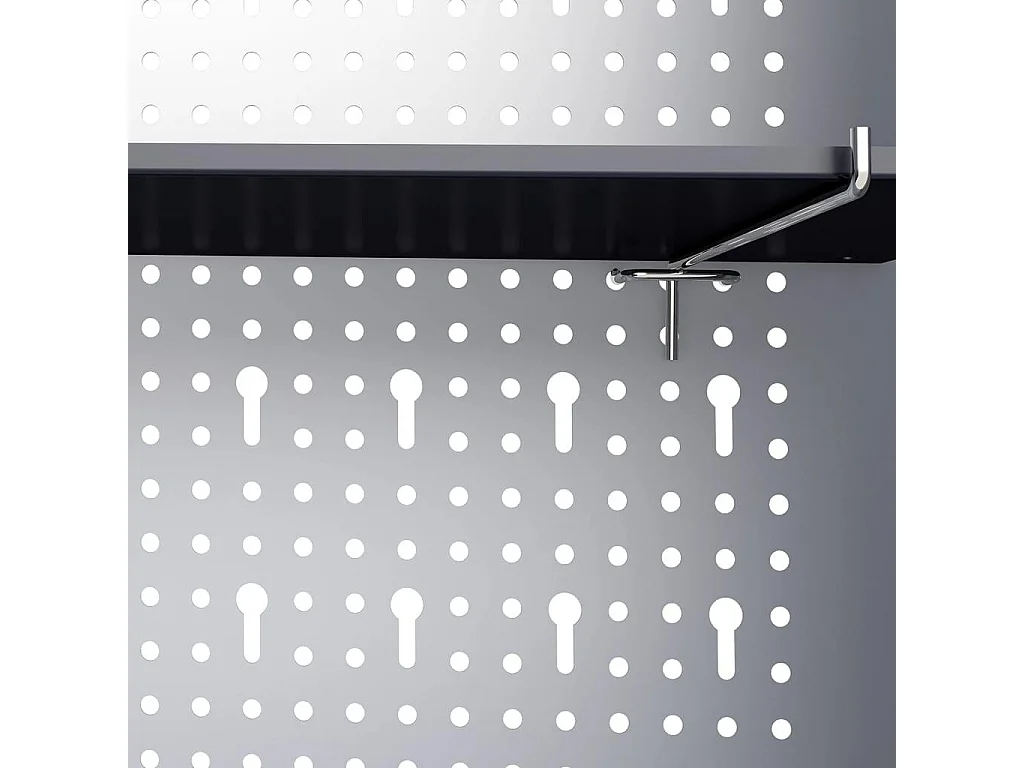 Armadietto per attrezzi da parete, organizer per attrezzi, per officina, stile industriale, 120 cm, metallo grigio e nero 02_0003806