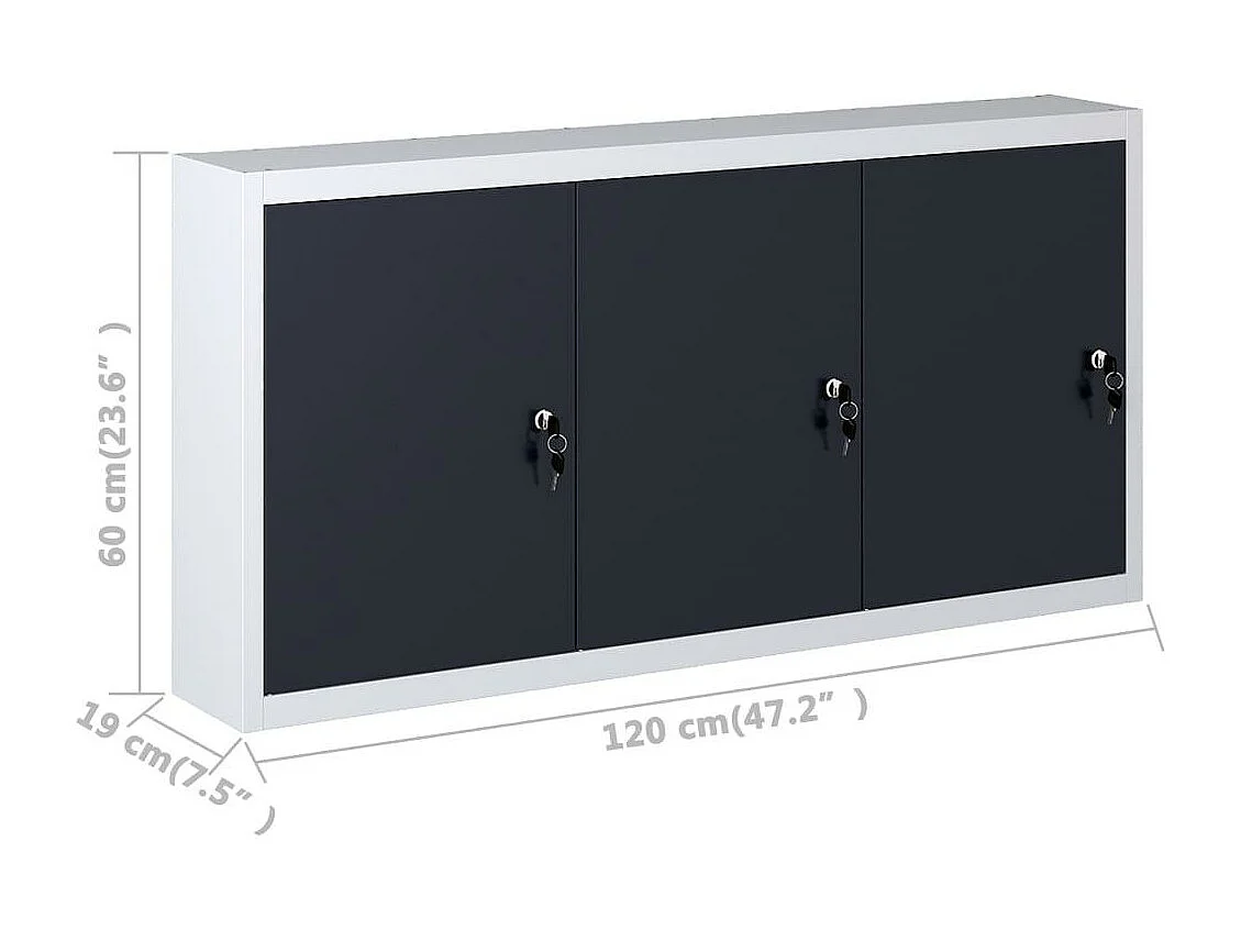 Armadietto per attrezzi da parete, organizer per attrezzi, per officina, stile industriale, 120 cm, metallo grigio e nero 02_0003806