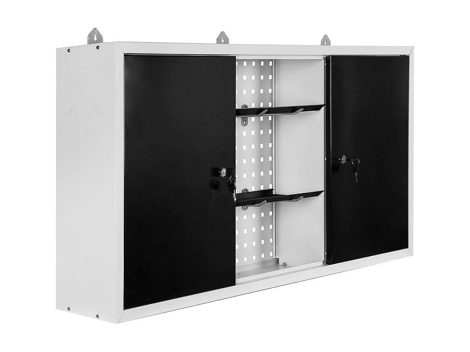 Armadio portautensili da parete grigio ripiano portautensili da officina 120 cm bianco nero 16_0002549