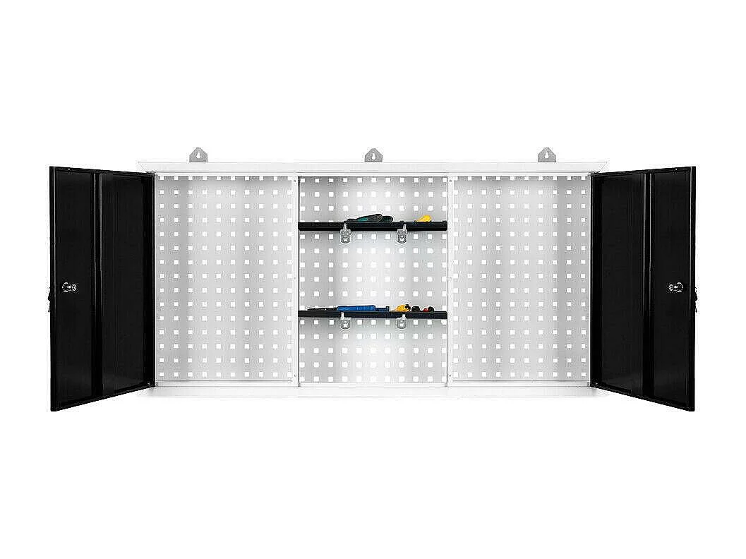 Armadio portautensili da parete grigio ripiano portautensili da officina 120 cm bianco nero 16_0002549