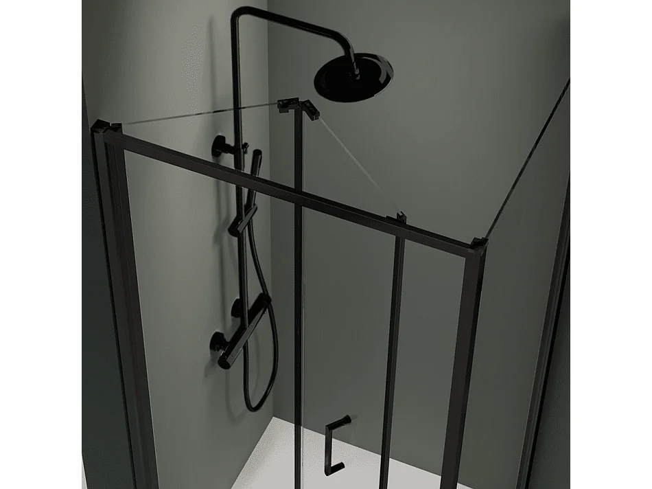 Porte de douche pliante PRISMA noir mat 75 cm Sans paroi latérale