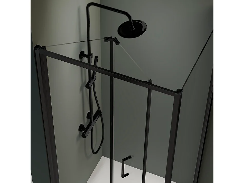 Porte de douche pliante PRISMA noir mat 85 cm Sans paroi latérale