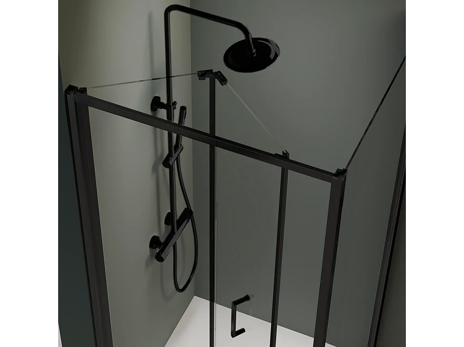 Porte de douche pliante PRISMA noir mat 90 cm Sans paroi latérale