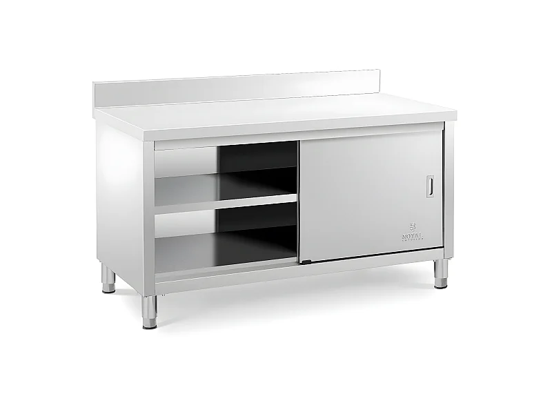 Móvel baixo de cozinha profissional em aço inoxidável 150 x 70 x 85 cm backsplash capacidade de 600 kg 14_0002482