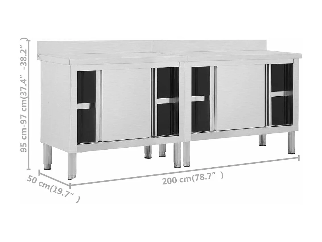 Lot de 2 tables argenté 200 x 50 x 95 cm 02_0000009