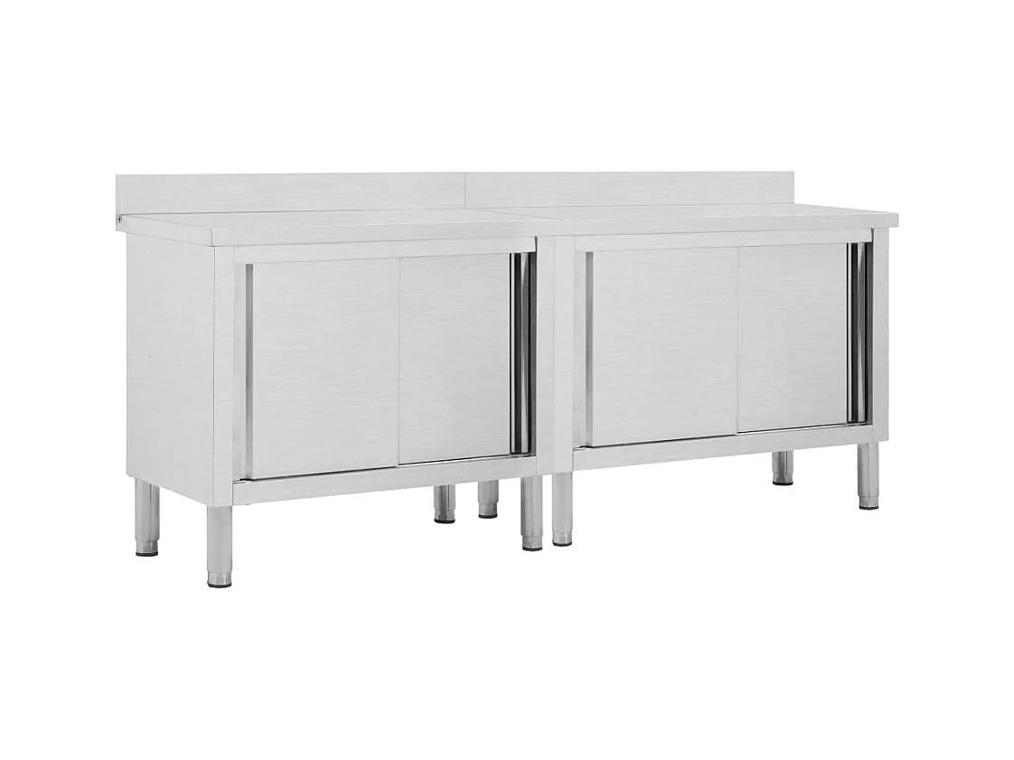 Lot de 2 tables argenté 200 x 50 x 95 cm 02_0000009