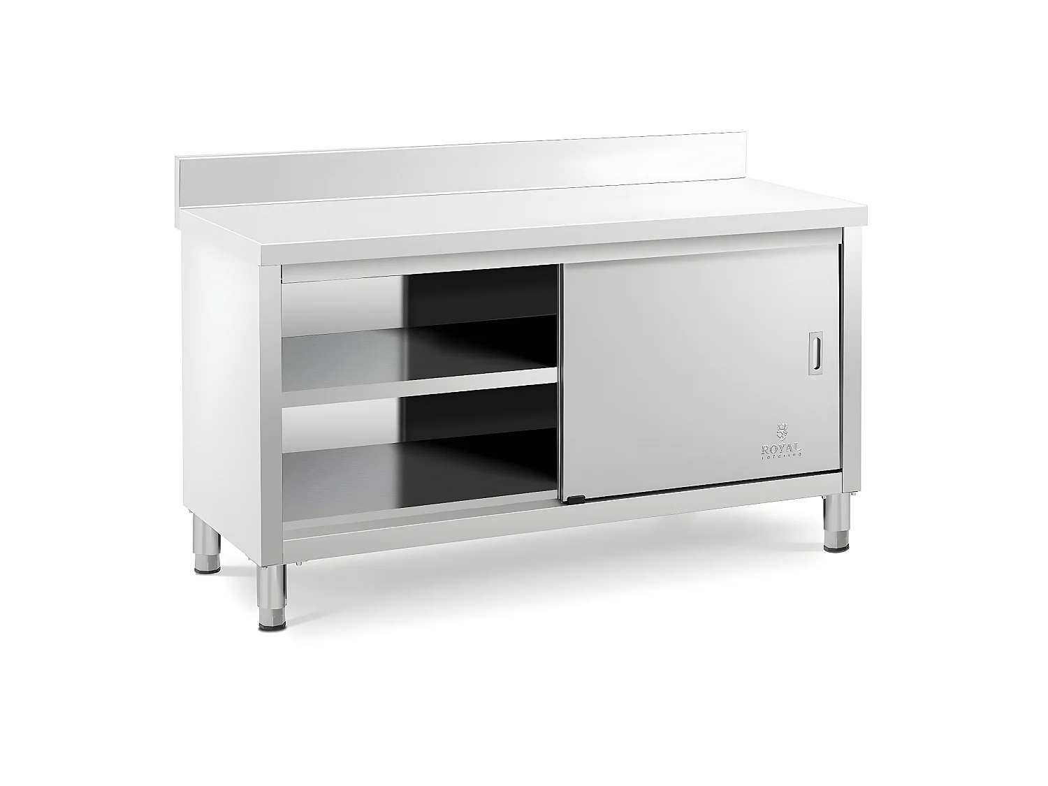 Móvel base em aço inoxidável 150 x 60 x 85 cm com painel traseiro capacidade para 600 kg aço inoxidável 14_0002480