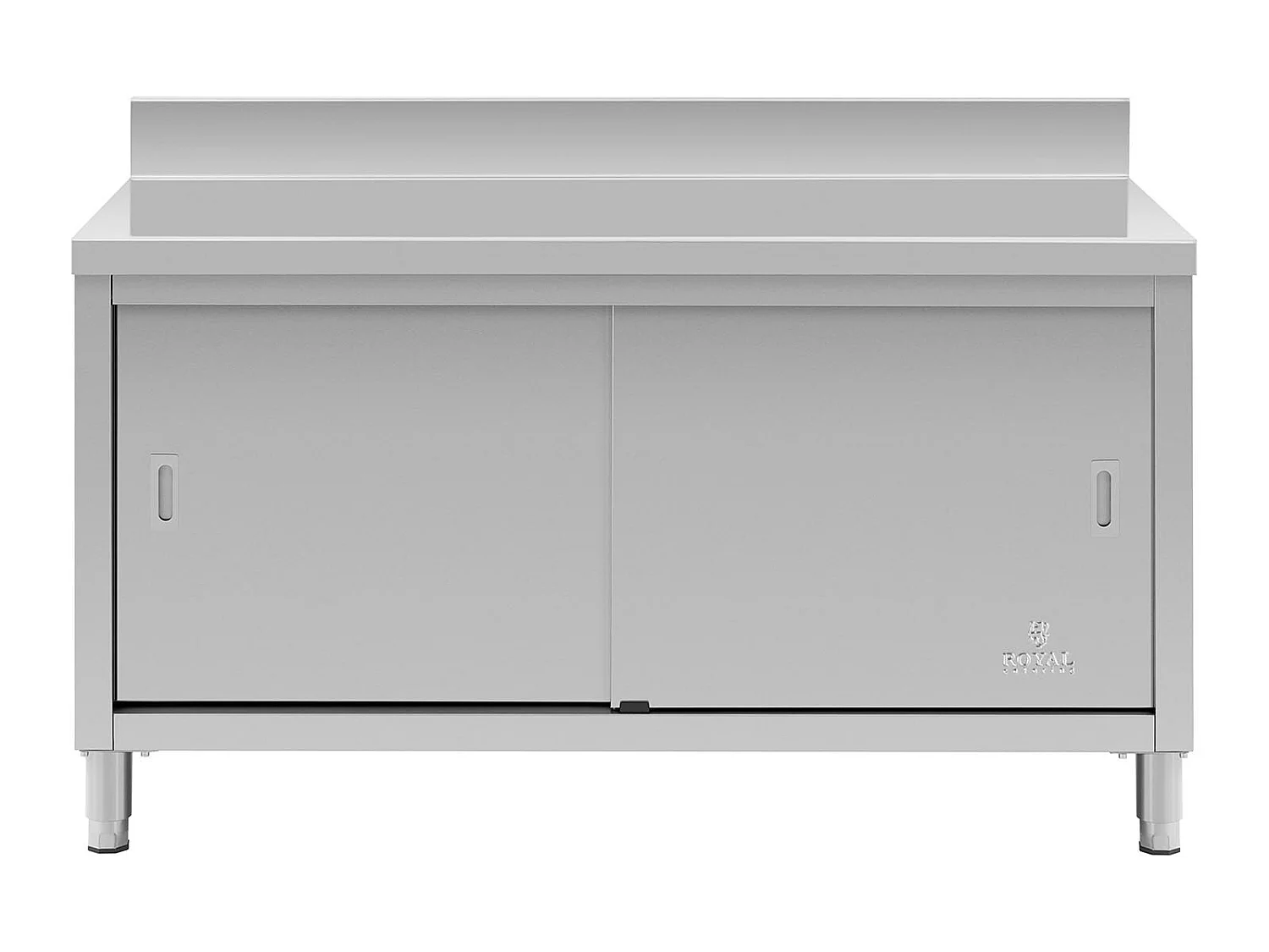 Móvel base em aço inoxidável 150 x 60 x 85 cm com painel traseiro capacidade para 600 kg aço inoxidável 14_0002480