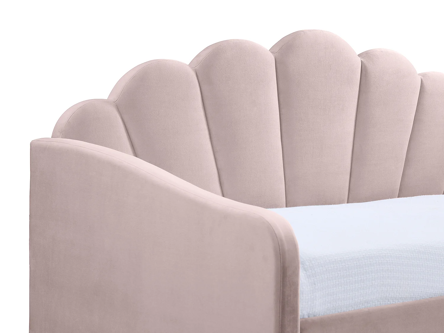 Uitschuifbaar schelpvormig bed 2 x 90 x 190 cm - Velours - Roze + matras - ELUSIA