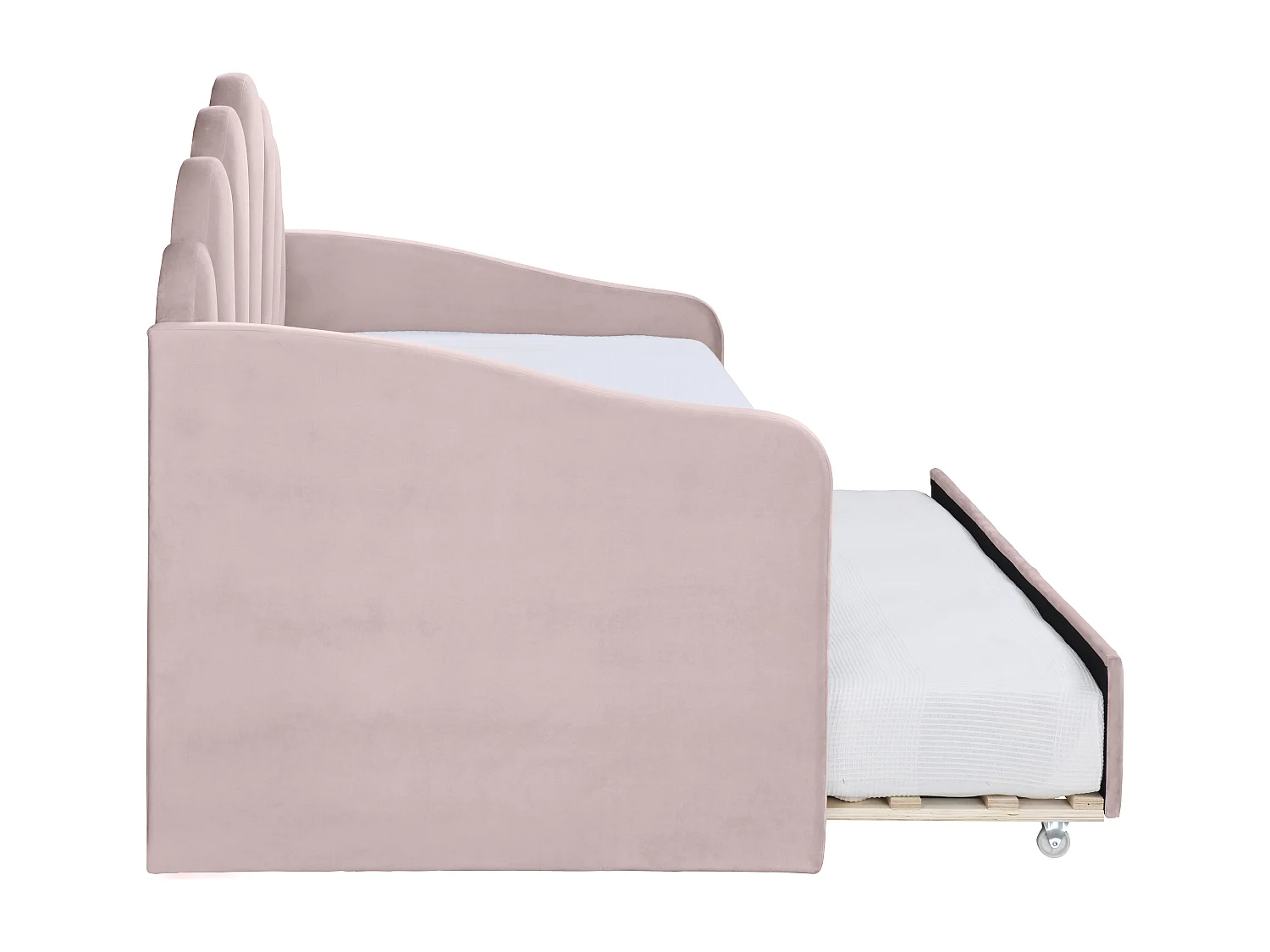Letto a scomparsa conchiglie 2 x 90 x 190 cm Velluto Rosa + Materasso - ELUSIA
